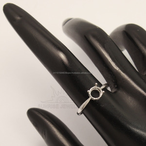 Nhẫn Cài Đặt Thời Trang Cho Nữ Sterling <span class=keywords><strong>Silver</strong></span> 925 Semi Mountings Base Nhẫn Trống Tròn 6X6 Mm Hình Dạng Đá - Product Image 4