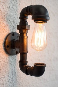 Fiting Pipa Besi Tempa Lampu Dinding Furnitur Gaya Vintage, Siku 90 Derajat Digunakan Dalam - Product Image 6