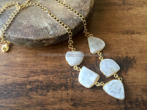 สร้อยคออาเกตสีขาวสำหรับทุกเพศสร้อยทองปราศจากนิกเกิลโลหะผสมทองเหลืองเครื่องประดับงานหมั้นครบรอบแต่งงาน - Product Image 1