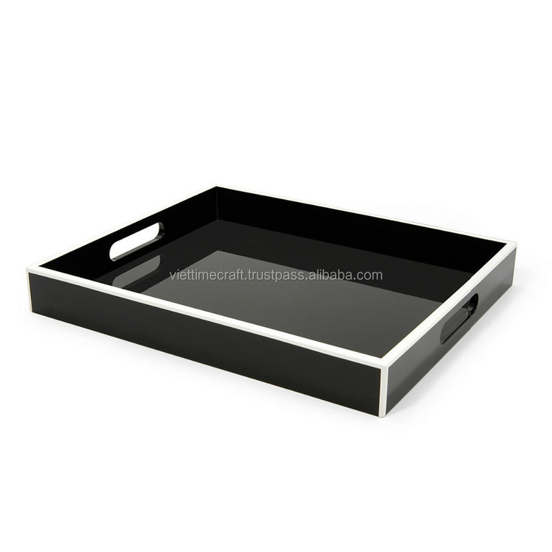 Elegant Rectangular Lacquer Serving Tray High