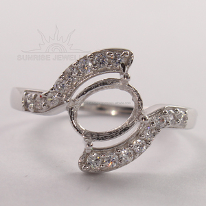 Anillo Ovalado con Engaste de Garra Clásico de Plata de Ley 925, Elegante Anillo de Compromiso con Circonita Cúbica, Semimontura de 6x8 mm, Todos los Tamaños - Product Image 1