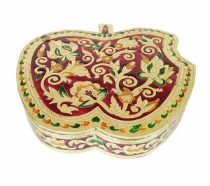 แอปเปิ้ลตกแต่งรูปแฮนด์เมด Meenakari กล่องช็อกโกแลต | กล่องผลไม้แห้ง | กล่องตกแต่งที่ดีที่สุดในราคาที่ดี - Product Image 1