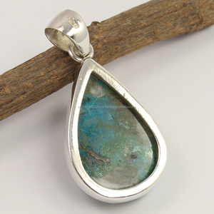 Colgante Religioso Solitario de Crisocola, Hecho a Mano, Plata de Ley 925, Joyería de Piedras Preciosas Naturales, Finamente Elaborado - Product Image 2