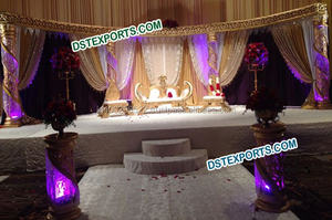 Décor de scène de mariage ramajwada, nouveau thème de décoration d'arrière-plan pour scène de mariage Rajasthani, belle scène de mariage - Product Image 3