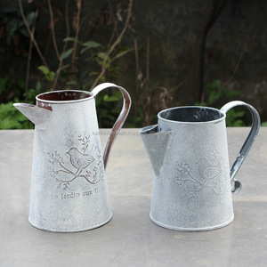 กระถางต้นไม้โลหะเคลือบผงเหล็กชุบสังกะสีขนาดเล็กทรงกลมสำหรับตกแต่งสวนสไตล์วินเทจ - Product Image 1