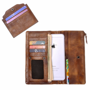 Cartera de mano larga de cuero, Cartera de mano hecha a mano con tarjetero extraíble - Product Image 6