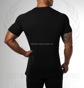 Camiseta ajustada para hombre con logotipo personalizado Impresión OEM Spandex/Ropa deportiva de algodón Camiseta en blanco de color personalizado - Product Image 3