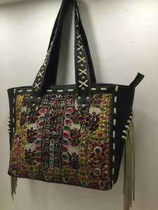 Artistic Ethnic Embroidery Handicrafts Banjara Traditional High Fashion Bohemian Waterproof Shoulder <b>Bag</b> Tribal Two Zipper - Product Image 2