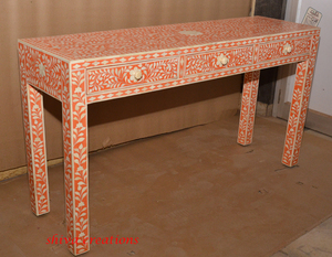 Mesa Consola de Madera de Estilo Moderno con Incrustaciones de Hueso, Altura Ajustable, Mueble Multiusos para Oficina en Casa y Sala de Estar - Product Image 2