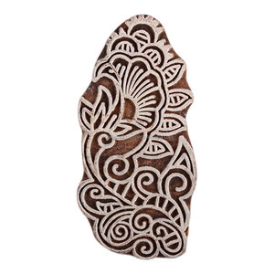 Bloc d'impression en bois à la main, 20 pièces, Textile brun artisanal, Saree, timbre de toile avec motifs floraux indiens, nouveau Design - Product Image 1