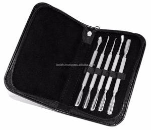 Kit de manicura y pedicura de acero inoxidable de lujo de 5 piezas profesional incluye empujadores de cutícula duraderos limpiadores removedor cortador - Product Image 1