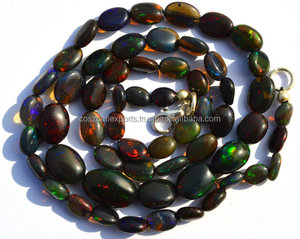 Precio DE PEPITA lisa de ópalo negro etíope-Collar de gemas de cristal y cristal calentado con humo competitivo - Product Image 2