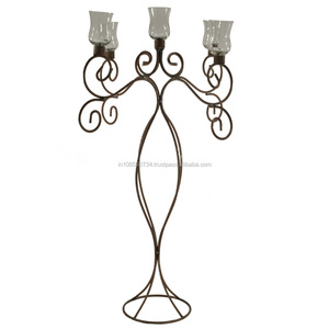 Portavelas grande de hierro metálico para decoración de hotel candelabro clásico oblongo para decoración de boda hecho a mano - Product Image 1