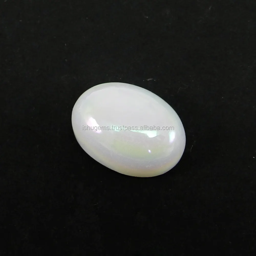 Batu permata alami 11X15mm Opal putih dilapisi Oval Cabochon 8.0 Cts batu permata longgar IG3347