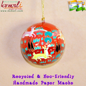 ป่าชีวิตมือวาดกระดาษ Mache คริสต์มาส Baubles เครื่องประดับบอล - Product Image 6