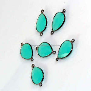 Conectores de Plata de Ley con Forma de Pera para Bisutería, Gemas de Calcedonia Peruana, Suministros para Pulseras DIY, Doble Aro, Color Azul Smyk - Product Image 3