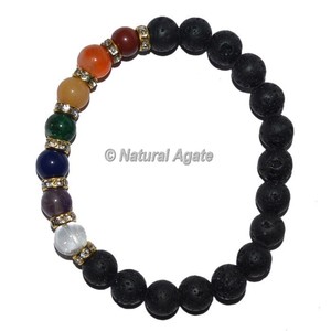 สร้อยข้อมือแฟชั่นหินลาวาธรรมชาติ 7 จักระ – เครื่องประดับอัญมณีหลากสี - Product Image 1