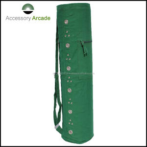 Indian Manufacturer & Supplier Wholesale Rate Pure Durable Cotton Fabric Eyelet Yoga Mat Bag with Customized Logo 80cm Length - Product Image 2