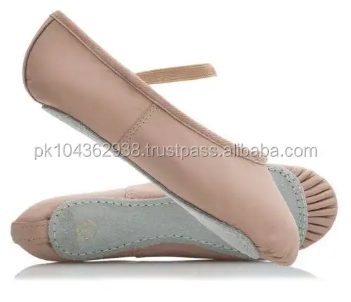Sepatu Balet Kulit Pink Lembut Sol Penuh