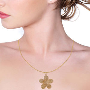 Colgante con forma de flor de oro amarillo de 14k y diamantes, joyería, Color H, SI1, Clairty, Diamante sólido, venta al por mayor - Product Image 5