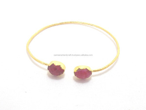 Bracelet en pierres précieuses rubis teintées Plaqué or Bijoux en pierre naturelle Bracelet multi-pierres en or rose Matériau principal Argent Diamant Perle - Product Image 5