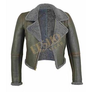 Chaqueta de moto de piel de oveja auténtica para mujer de primera calidad con capucha transpirable ecológica ropa de invierno personalizada - Product Image 1
