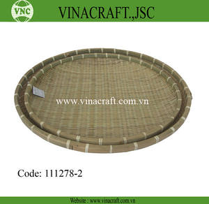 Juego de 2 canastas de arroz de bambú grandes redondas - Product Image 1