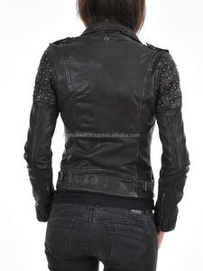 High Quality 2015 New Design Ladies <b>Sheep</b> <b>Skin</b> Leather Motorcycle <b>Jacket</b> Stylish Slim Fit Quilted Fashionable Autumn Winter - Product Image 2