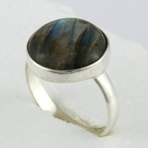 Anillo de Plata de Ley 925 con Diseño exótico de Fuego Azul, redonda labradorita, Plata hecha a mano, venta al por mayor - Product Image 4