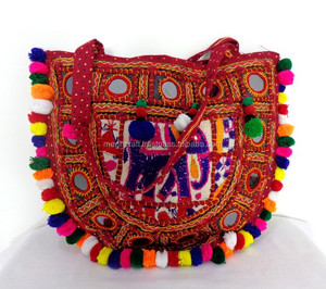 Bolsos de estilo Banjara tradicional indio con bordado de elefante y trabajo de espejo de lana bolsos de hombro étnicos para mujer al por mayor - Product Image 2