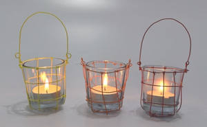 Diverses finitions Bougeoirs décoratifs en métal Lanternes Bocaux à bougies pour la décoration intérieure pour Noël Pilier en fil métallique Diverses finitions - Product Image 3