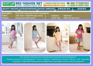 Conjuntos de ropa de Pijamas cortos de Jersey de algodón para niñas - Product Image 1