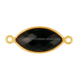 Conector de piedras preciosas de ónix negro de Plata de Ley 925, chapado en oro, estilo clásico, diseñador de aniversario Unisex, fabricación de joyas - Product Image 1