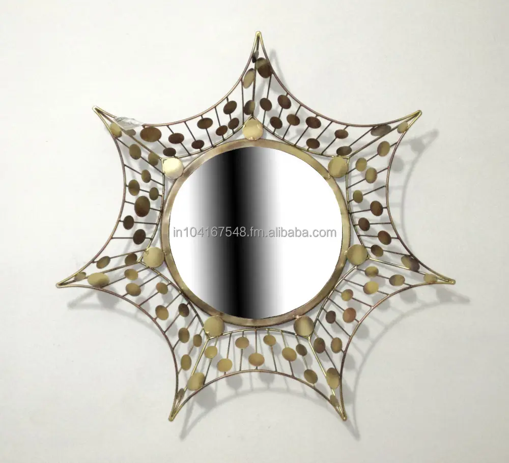 Specchio da parete decorativo con struttura in metallo per decorazioni per la casa specchio di forma rotonda per la decorazione domestica