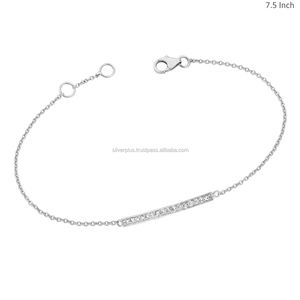 ความชัดเจนของศรีธรรมชาติ G-H เพชรสีใน18K แข็งโรสโกลด์บาร์สร้อยข้อมือโซ่แฮนด์เมดผู้ผลิตชัยปุระเครื่องประดับขายส่ง - Product Image 2