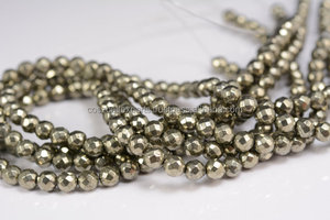 Perles de pierre rondes en bronze pyrite à facettes naturelles 6mm pierre précieuse grise pour la fabrication de bijoux - Product Image 4