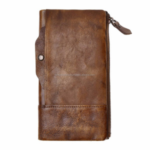 Cartera de mano larga de cuero, Cartera de mano hecha a mano con tarjetero extraíble - Product Image 1