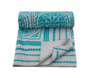 ผ้าปักลายขนาดควีนไซส์,ผ้าห่ม Kantha Applique - Product Image 3