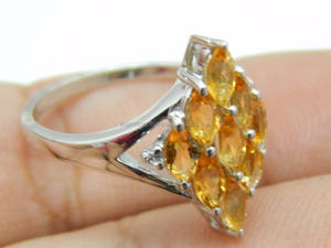 Bague de fiançailles et de mariage classique en argent sterling avec pierre précieuse citrine quartz jaune 1,32 ct pour femme - Product Image 3