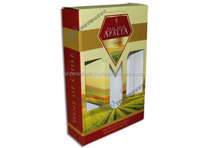 Caja de cartón corrugado con apertura de ventana, caja de regalo de 2 botellas de vino con asas - Product Image 2