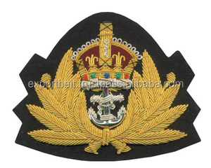 Écusson en tissu 3D avec fil de bullion, logo personnalisé OEM, design personnalisé, broderie à la main, crâne en bullion argenté - Product Image 3