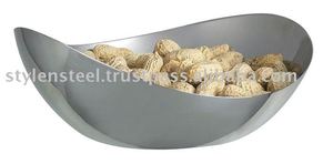 Bol à noix Bols de service à noix décoratifs en métal argenté Taille et forme personnalisées Bol de service à noix en acier inoxydable - Product Image 2