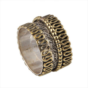 Anillo giratorio de latón de Plata de Ley 925 hecho a mano, colección de diseñador único para hombres y mujeres, joyería fina al por mayor - Product Image 1
