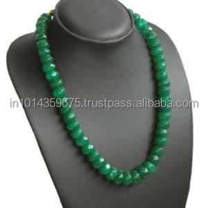 Collier de perles vert émeraude en gros, chaîne de pierres précieuses certifiées par un tiers - Product Image 5