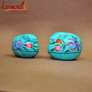 Turquois handmade hand painted rabbit shape paper mache animals wedding favor <b>gift</b> <b>box</b> - Product Image 2