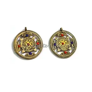 จี้พระดอร์เจทองเหลือง - หยกนำเข้า : จี้พระดอร์เจทองเหลืองทิเบต - Product Image 1