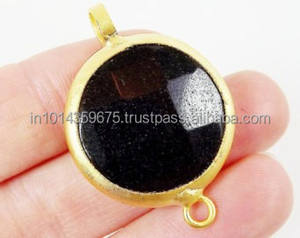 Conector de piedras preciosas de ónix negro de Plata de Ley 925, chapado en oro, estilo clásico, diseñador de aniversario Unisex, fabricación de joyas - Product Image 4