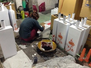 HT6702 Bulk <b>paper</b> lacquer decor vases with <b>hand</b> panting, <b>made</b> in Vietnam, direct supplier - Product Image 2