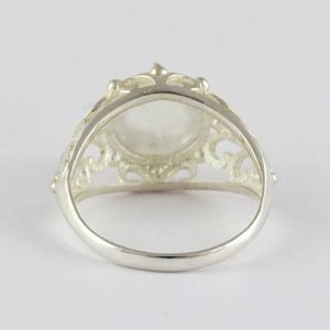 Anillos de plata de ley 925 con piedra lunar de arcoíris auténtica, Plata de ley con piedras preciosas - Product Image 5