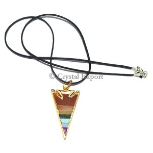 Agate Gemstone Engraved Chakra Arrowheads Pendants Feng Shui Love Theme Home Decor Souvenir Fountain - Product Image 1
